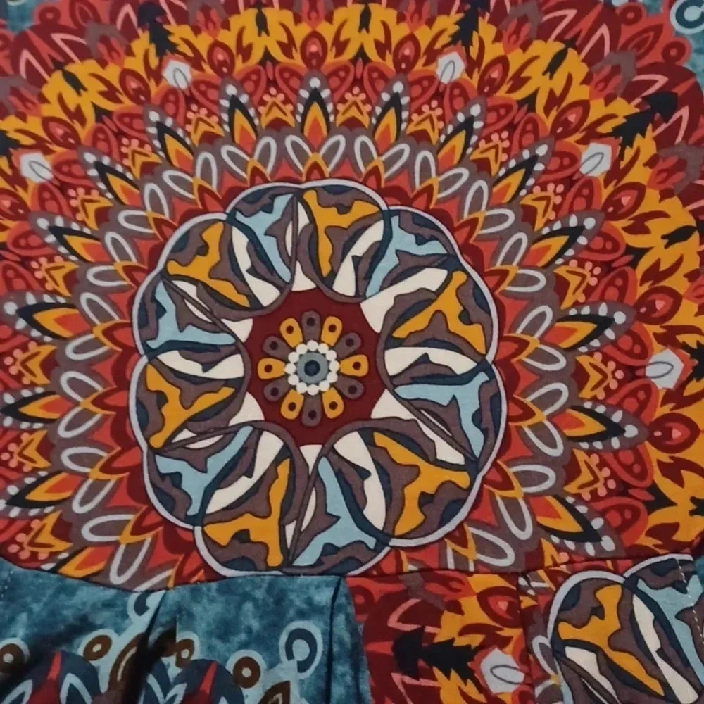 Mandala Print Swing T-Shirt Jersey dress - Picture 4 of 4